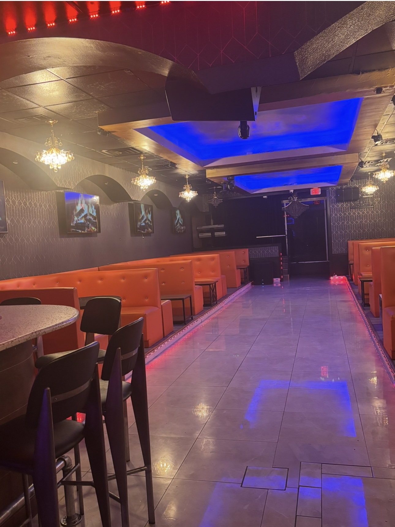 Selam Café Interior Corridor View with Red Lights